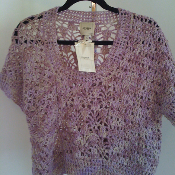 Anthropologie Augden Hydrangea Crop Sweater Alpaca Yarn Large NWT - Picture 3 of 8